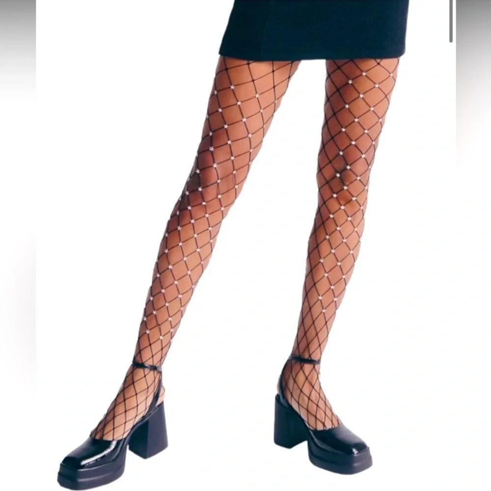 NWT Free People‎ Starstruck Fishnet Starnet Stockings One Size